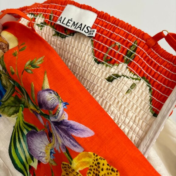 Alemais Pomegranate Floral Print Patterned Linen Maxi Dress - Picture 12 of 13